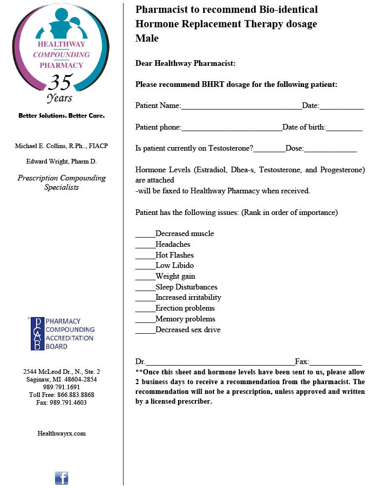 Pharmacist to Recommend Bio-identical Hormone Replacement Therapy Dosage for Men