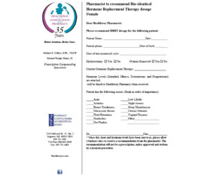 Pharmacist to Recommend Bio-identical Hormone Replacement Therapy Dosage for Women